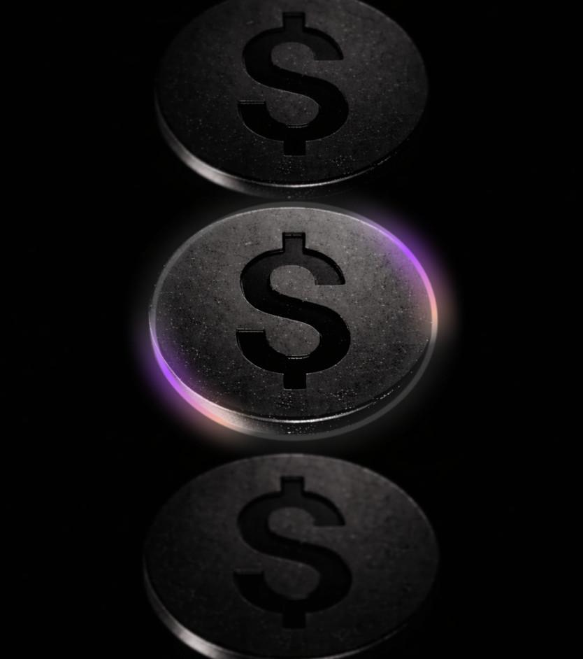 Coins vertically stacked